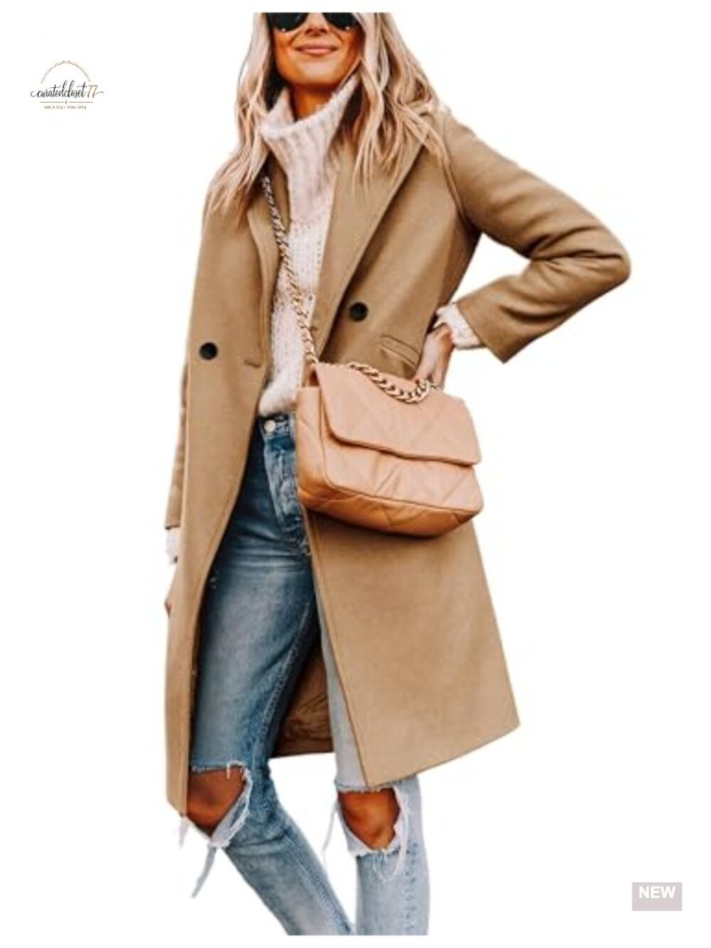 Wool Blend Mid-Long Peacoat Notch Lapel Double-Breasted Winter Coat
